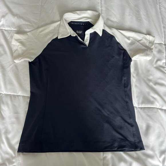 Nike Golf Dry Fit T-Shirt Polo Womens Small S Blue White Short Sleeve Tennis - Picture 1 of 6